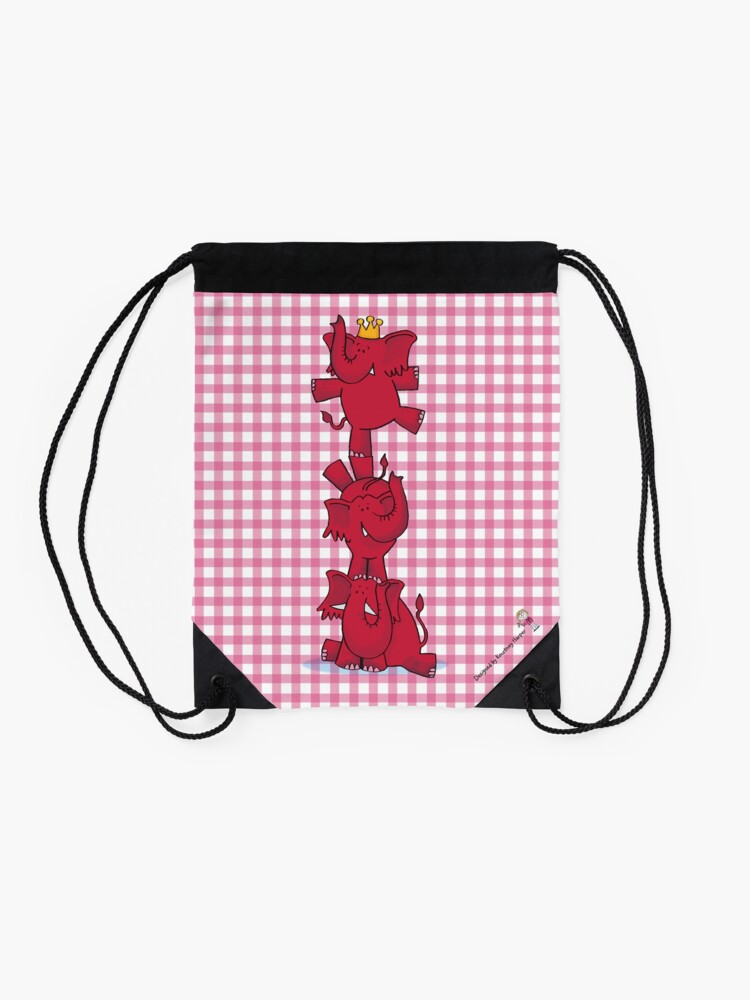 Thumbnail 2 of 3, Drawstring Bag, We ALL love Red Elephants! designed and sold by GuyFox.
