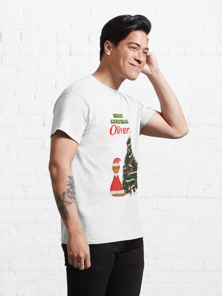 Alternate view of Oliver Dressed as Santa by His Christmas Tree Classic T-Shirt