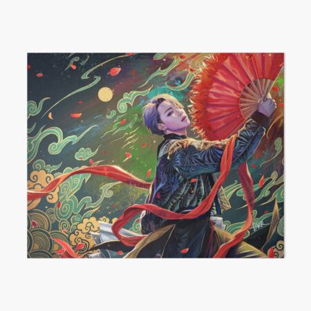 Jimin- red fan Art Board Print