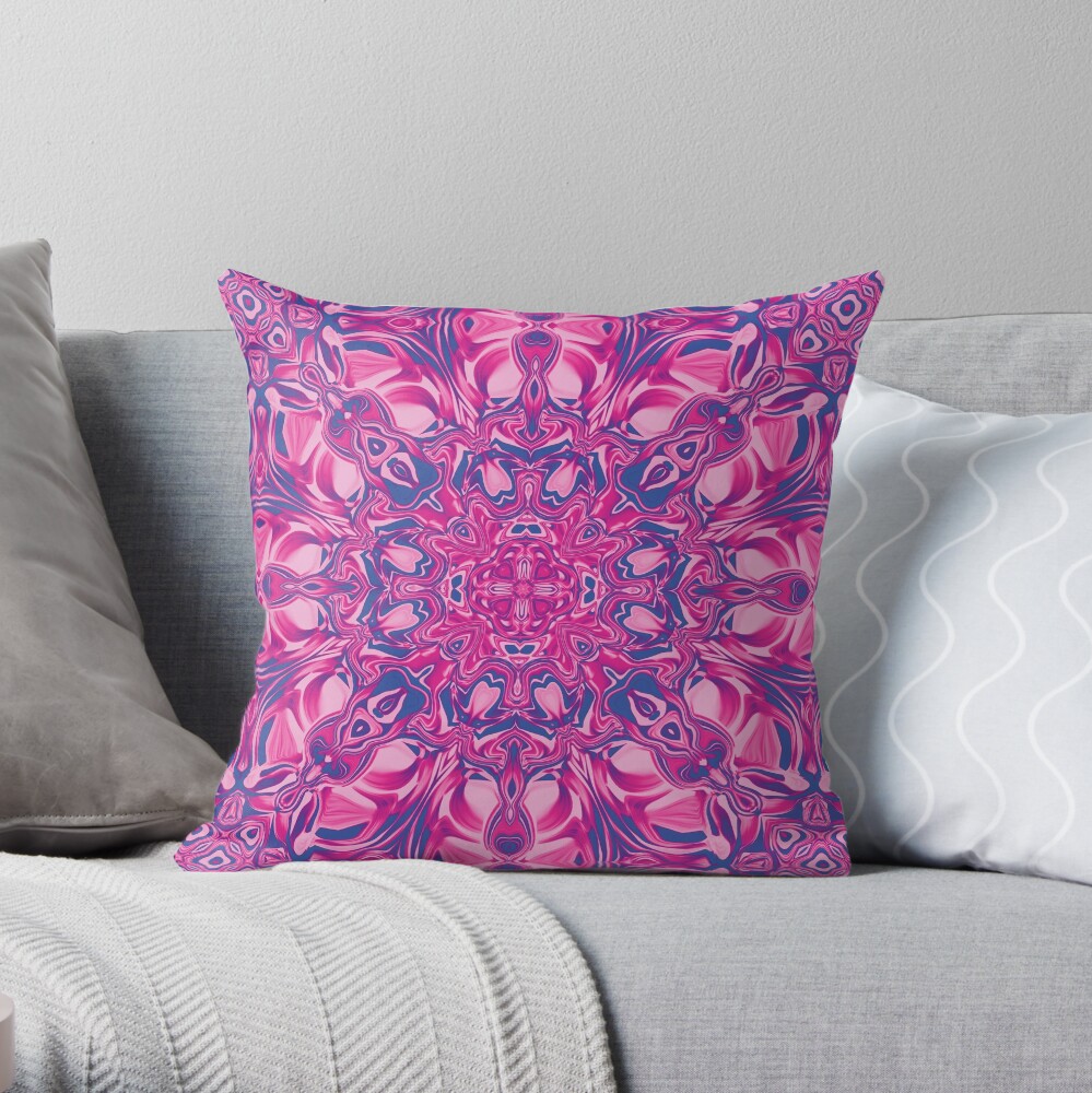 Liquefied Flow VI - Candy Pink Throw Pillow
