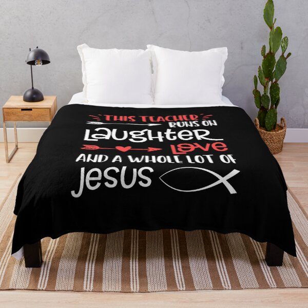 Item preview, Christian Teacher Run Laughter Love Jesus Quote Fish Graphic designed and sold by CreatedByHeidi.