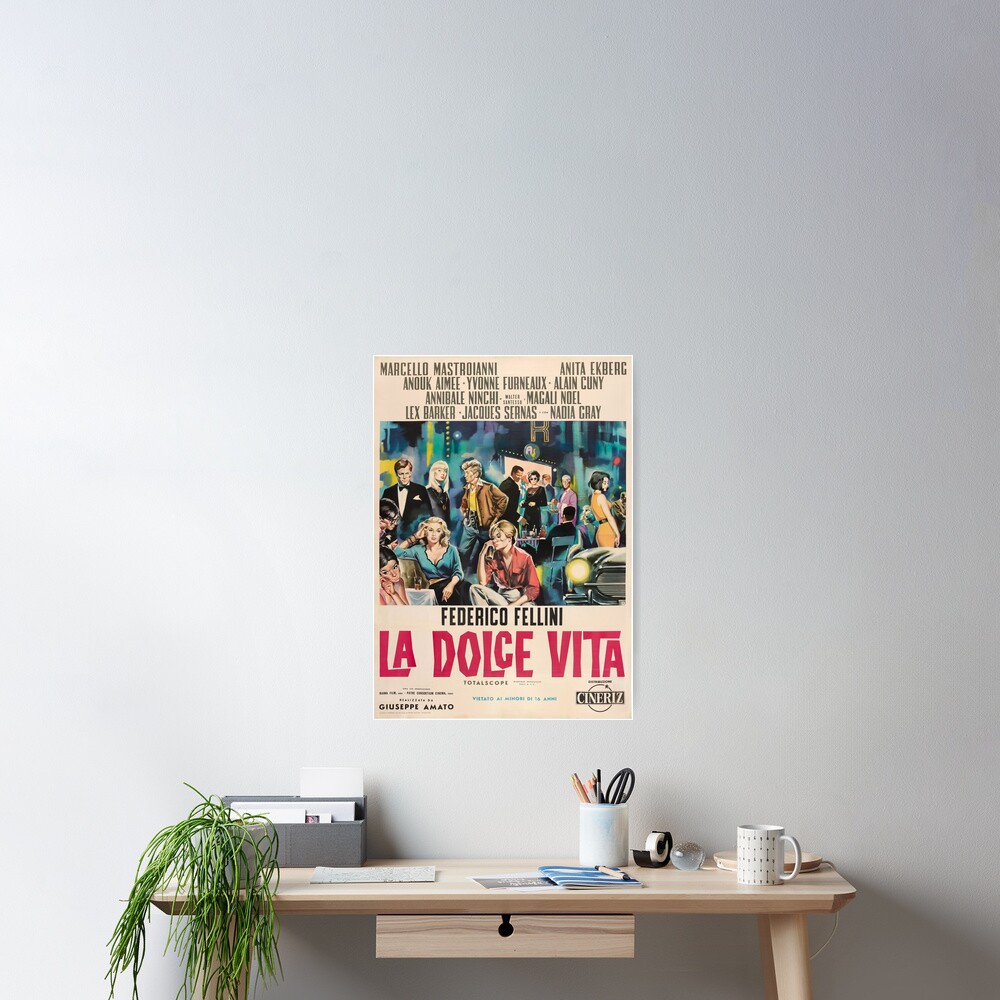 "La Dolce Vita Vintage Poster" Poster for Sale by cinematiquelife Redbubble