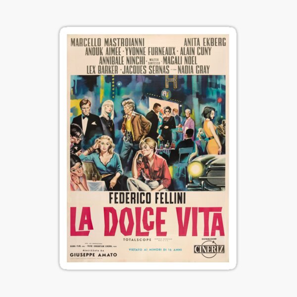 "La Dolce Vita Vintage Poster" Sticker for Sale by cinematiquelife Redbubble