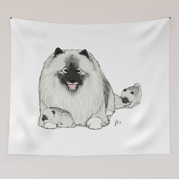 Item preview, Happy Keeshond Dog with Puppies | Cute Keesies Keeshonden designed and sold by Jenn Inashvili.