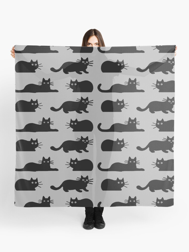 Aperçu 1 sur 3. Foulard avec l'œuvre Chat noir créée et vendue par ShortCoffee.