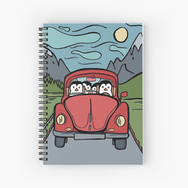 Penguin Family Taking a Relaxing Drive Together Spiral Notebook