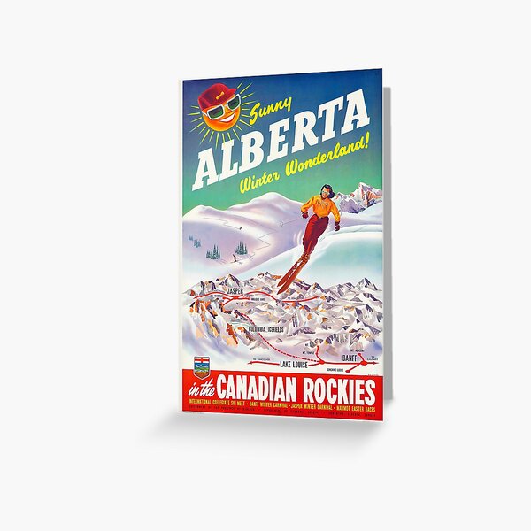 Alberta, Canadian Rockies - Vintage Canadian Ski Poster Greeting Card