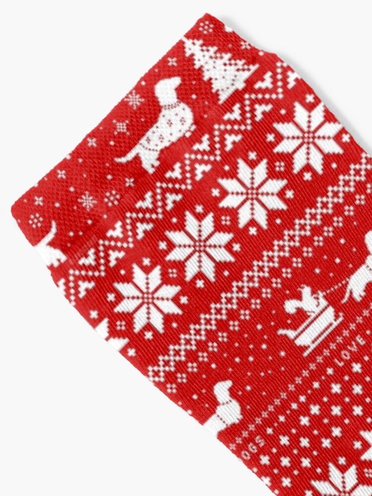 Thumbnail 2 of 5, Socks, Dachshunds Christmas Sweater Pattern designed and sold by ShortCoffee.