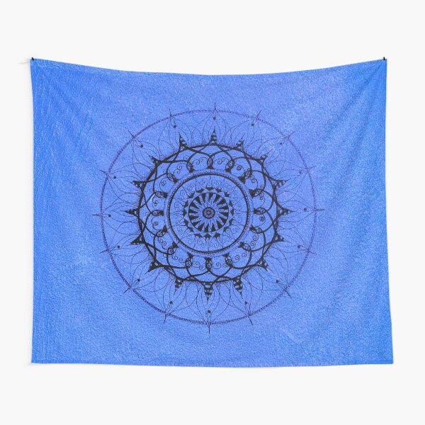 schönes Mandala, handgemalt, blau Wandbehang