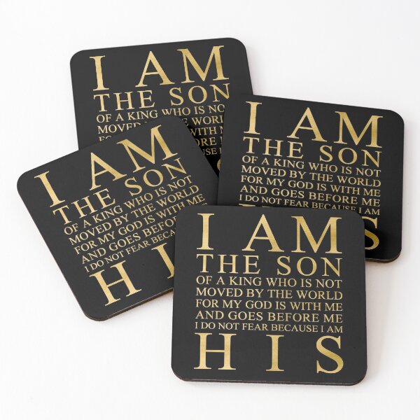 I Am The Son Of A King (Black and Gold) Coasters (Set of 4)