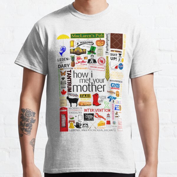 Wie ich deine Mutter Collage Poster Iconographic traf - Infografik (weiß) Classic T-Shirt