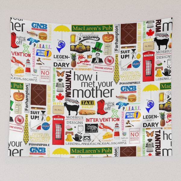 Item preview, Cómo conocí a su madre Collage Poster Iconográfico - Infografía (Blanco) designed and sold by Della97.