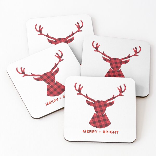 Item preview, Merry + Bright Deer/Caribou/Reindeer with Lumber Jack/Buffalo Plaid designed and sold by buchananmab.
