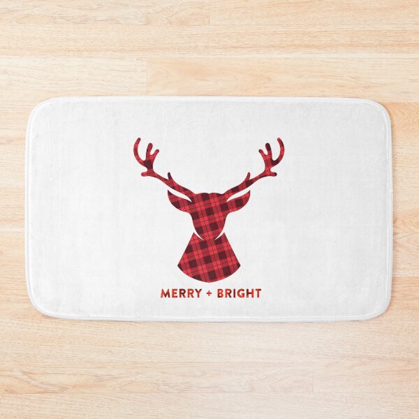 Item preview, Merry + Bright Deer/Caribou/Reindeer with Lumber Jack/Buffalo Plaid designed and sold by buchananmab.