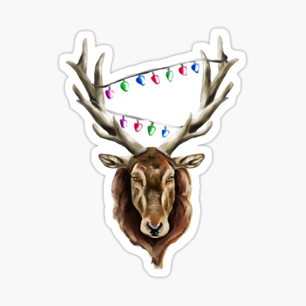 Festive Red Deer Stag Sticker