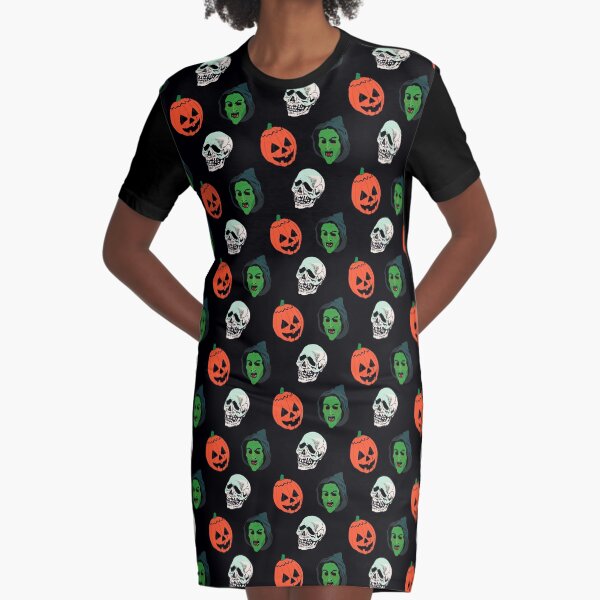 Silver Shamrock Mask Set Graphic T-Shirt Dress