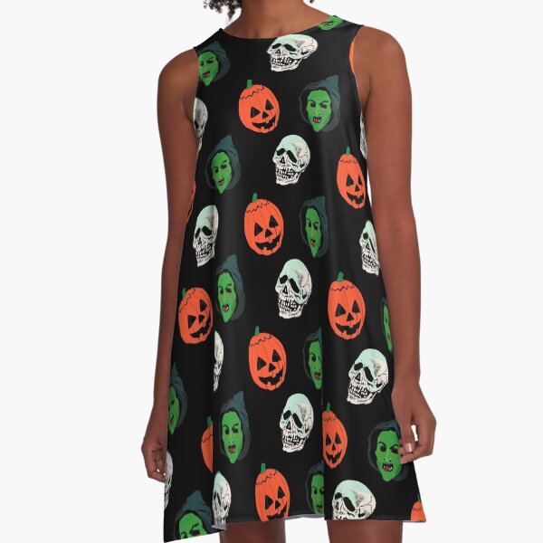 Silver Shamrock Mask Set A-Line Dress