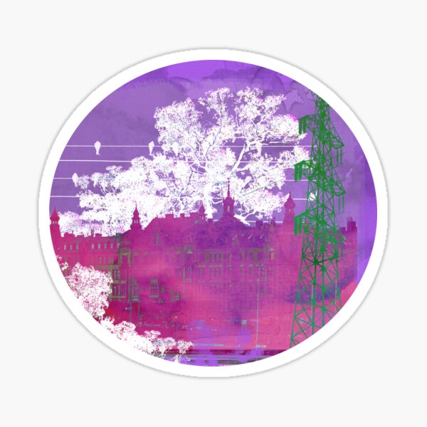 Power grid in cityscape Sticker