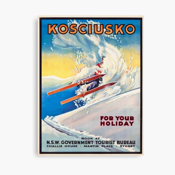 Mount Kosciuszko - Vintage Australian Ski Poster Canvas Print