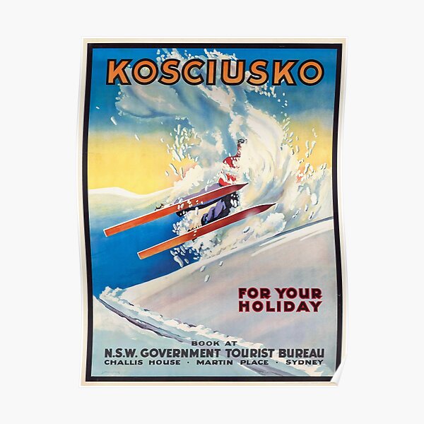 Mount Kosciuszko - Vintage Australian Ski Poster Poster