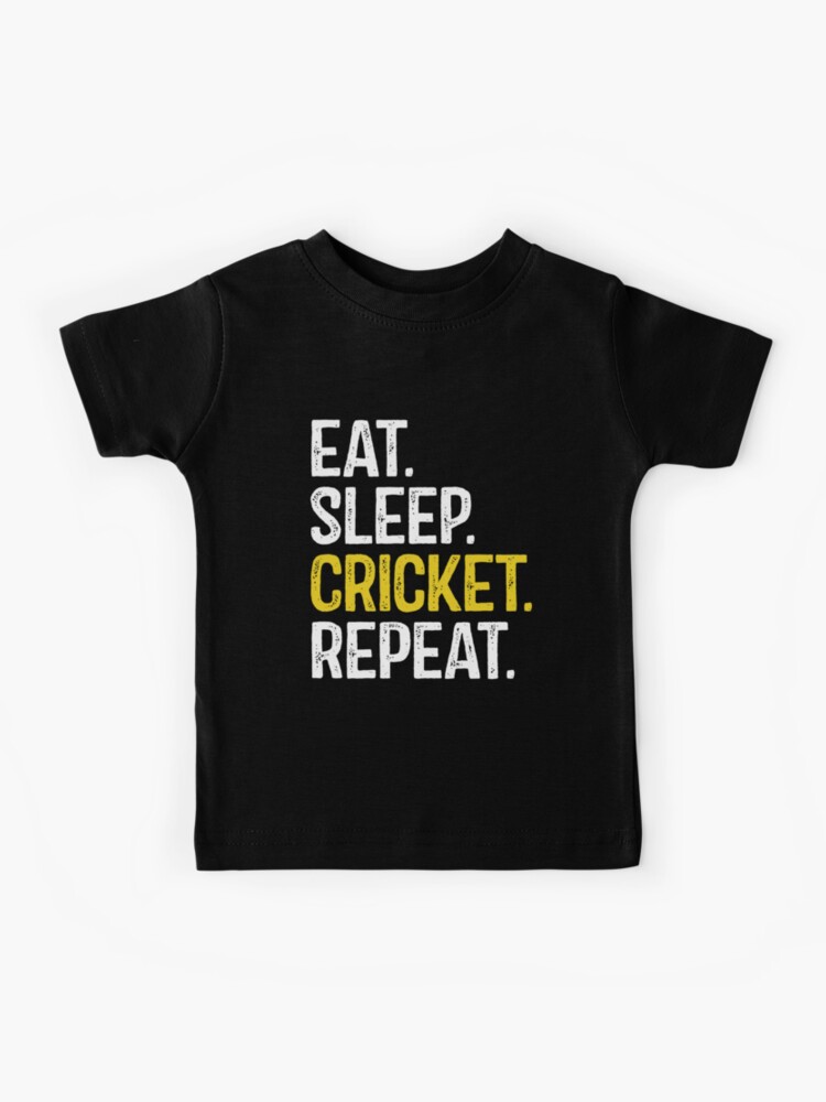 Eat Cricket Sleep T Shirt Sport Funny Mens Children's Kids Tee Repeat
