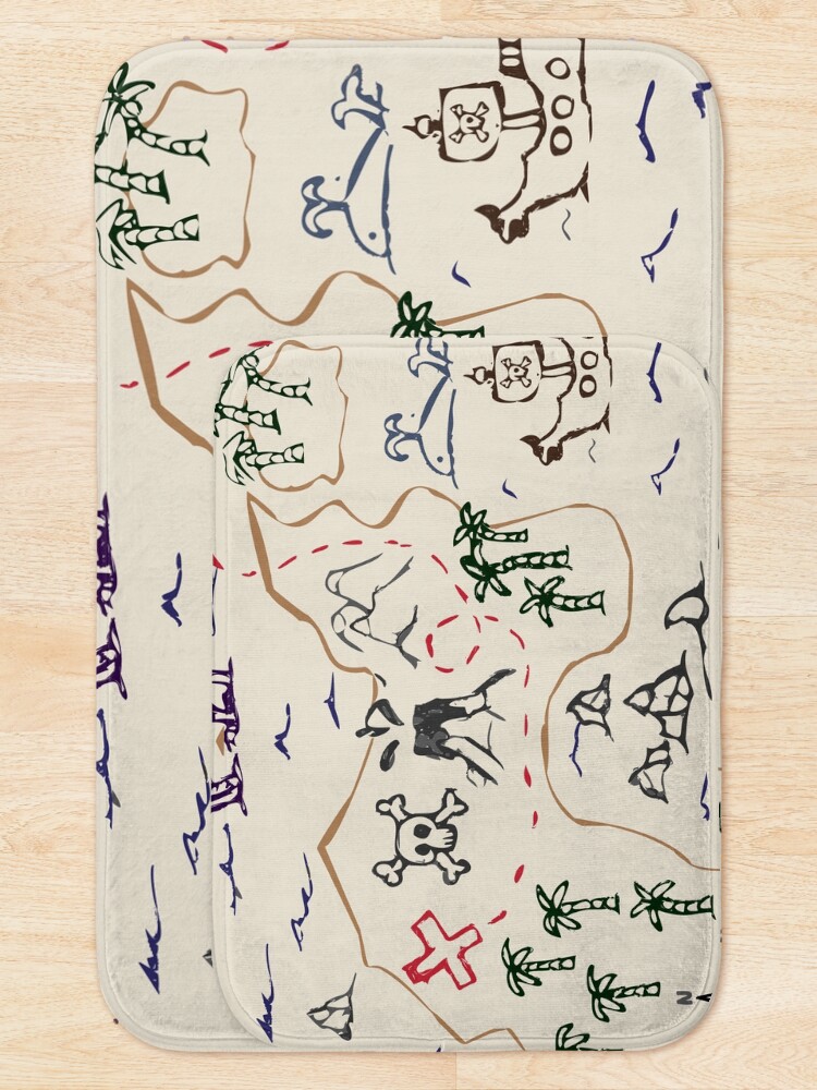 Thumbnail 5 of 6, Bath Mat, Treasure map designed and sold by grouthout.