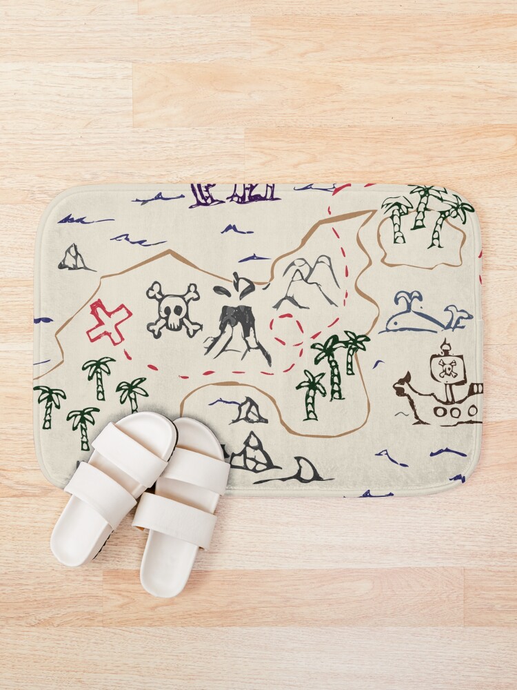 Thumbnail 1 of 6, Bath Mat, Treasure map designed and sold by grouthout.