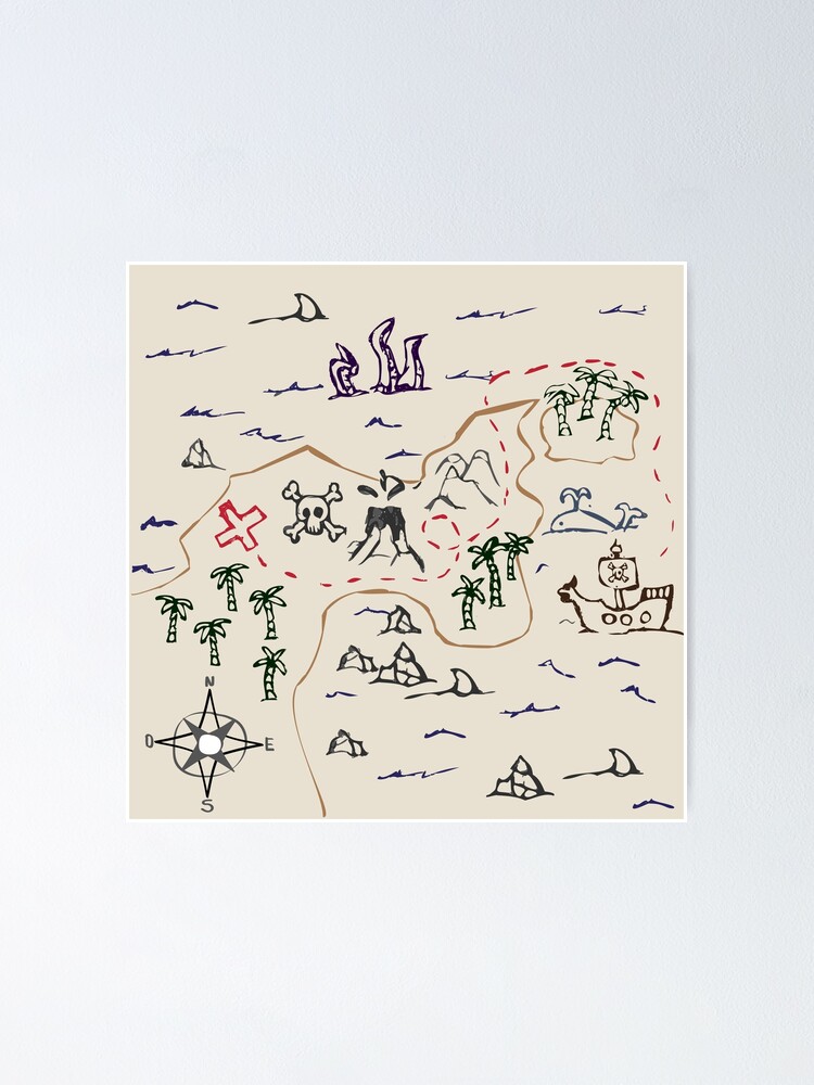 Thumbnail 1 of 3, Poster, Treasure map designed and sold by grouthout.