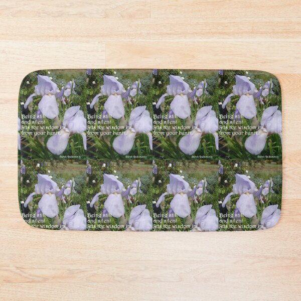 Item preview, Lavender Iris Flowers in the Garden, Being Still and Silent Lets in the Wisdom - Inspirational Quotes designed and sold by Sarah  Rajkotwala.