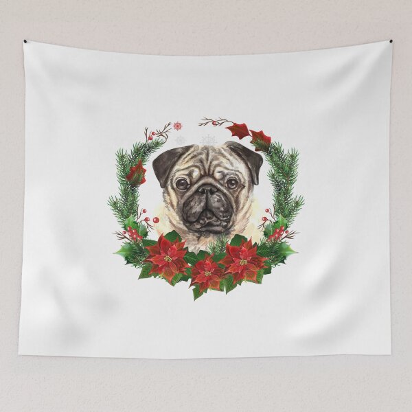 Item preview, Pug in a Christmas Wreath Christmas Gift for Pug Owner/Lover designed and sold by YuliyaR.