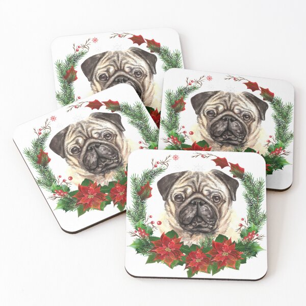 Item preview, Pug in a Christmas Wreath Christmas Gift for Pug Owner/Lover designed and sold by YuliyaR.