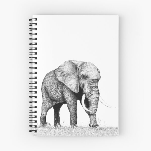 Aperçu de l'œuvre Dessin de pointillé de stylo à encre d'éléphant créée et vendue par WhileIWonder.