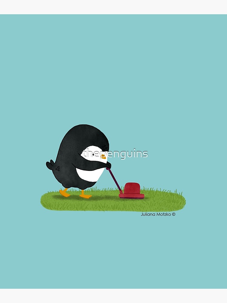 Penguin cutting grass by thepenguins