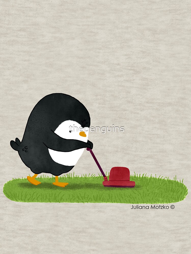 Penguin cutting grass by thepenguins