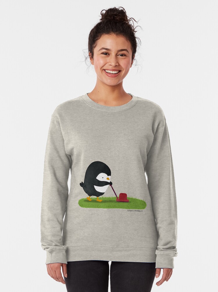 Alternate view of Penguin cutting grass Pullover Sweatshirt