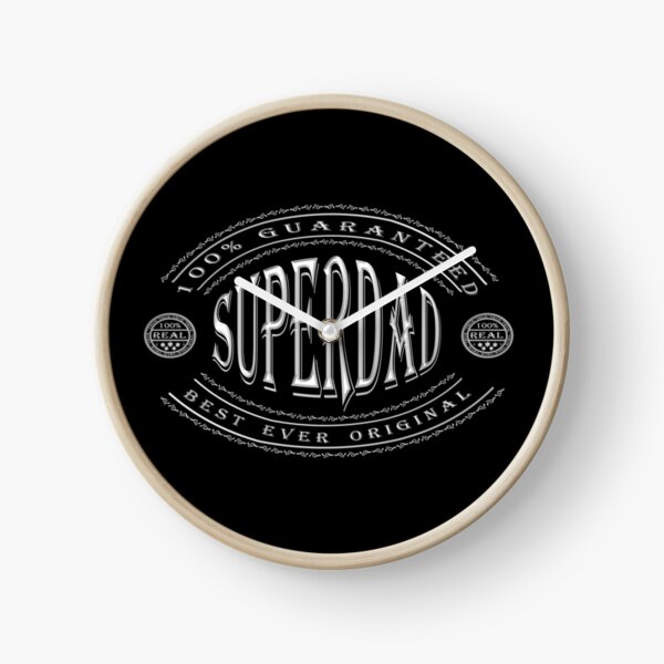 100% Superdad (white badge on black) Clock