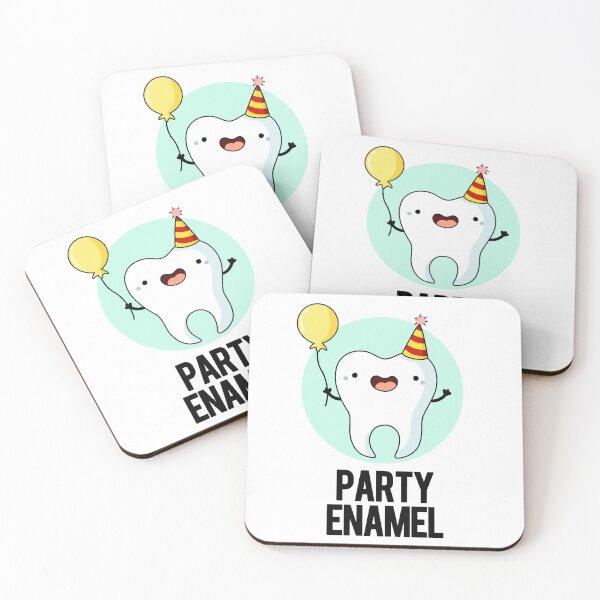 Item preview, Party Enamel Funny Tooth Puns  designed and sold by punnybone.