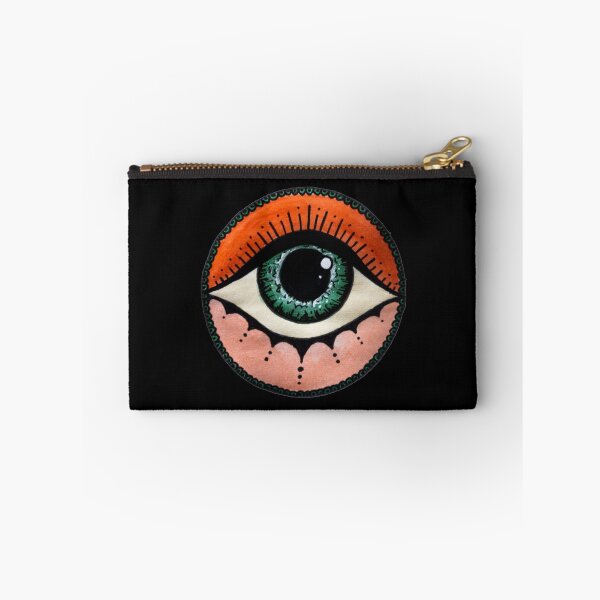 Item preview, Big eye green orange pink - drawing watercolor handmade designed and sold by sukaluna.