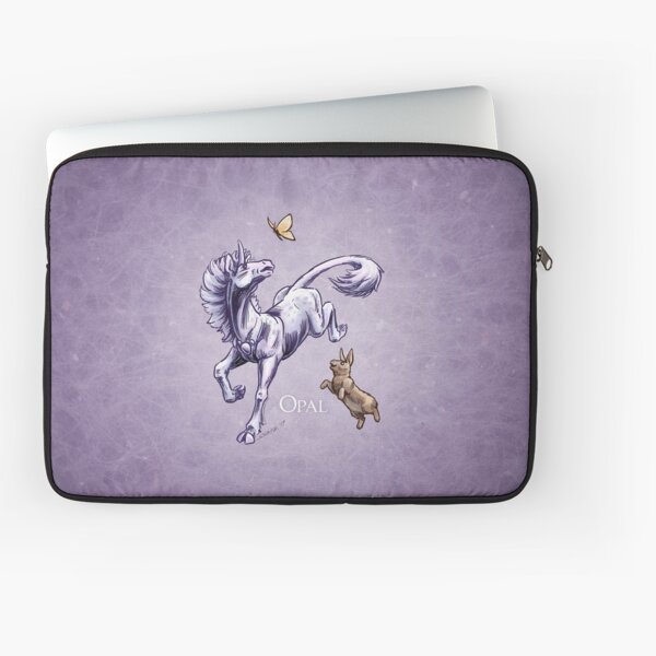 October Birthstone Unicorn: Opal Gemstone Fantasy Artwork Laptop Sleeve