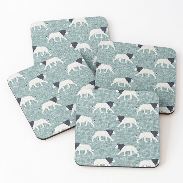 Item preview, Lions - walking lion on dusty blue designed and sold by littlearrow.