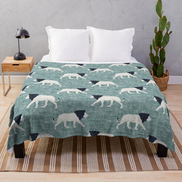Item preview, Lions - walking lion on dusty blue designed and sold by littlearrow.