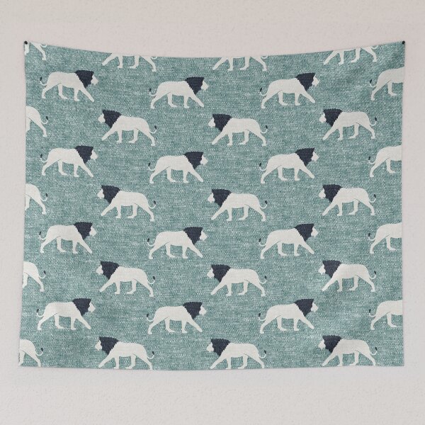 Item preview, Lions - walking lion on dusty blue designed and sold by littlearrow.