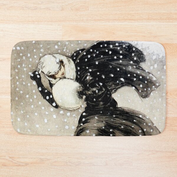 Item preview, French Art Deco fashion art, Woman In a Snow Storm designed and sold by Glimmersmith.