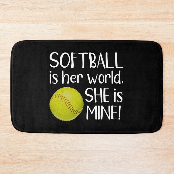 Item preview, SOFTBALL IS HER WORLD SHE Is MINE Fast pitch Mom Dad designed and sold by nikkidawn74.