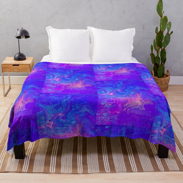 Blacklight fluid painting Throw Blanket