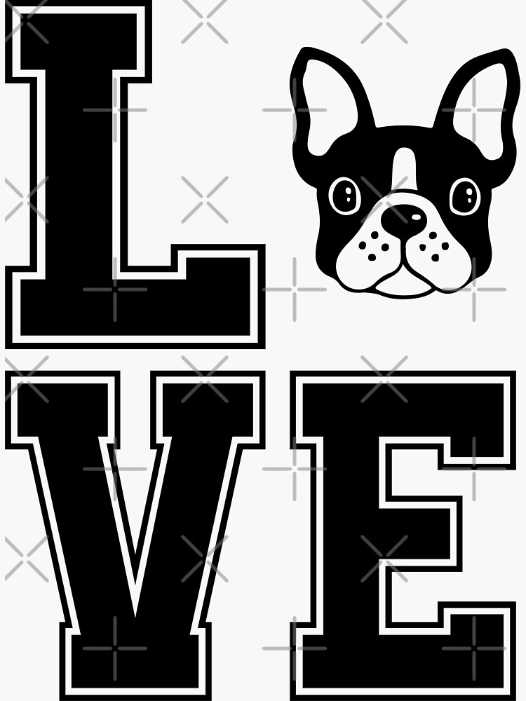 "Boston Terrier Love" Sticker for Sale by DogsHearted Redbubble