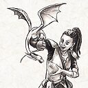 Training Time For Tiny Dragon Fantasy Illustration Art Print By Stephsmith Redbubble