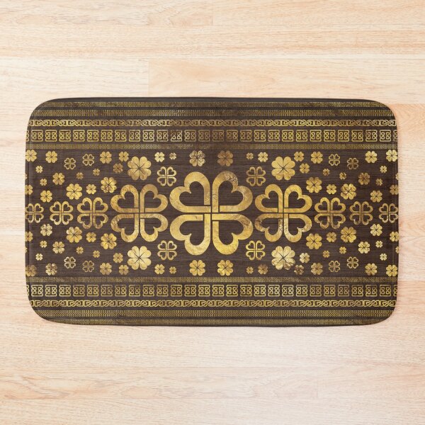 Item preview, Lucky Shamrock Four-leaf clover Wood and Gold designed and sold by k9printart.