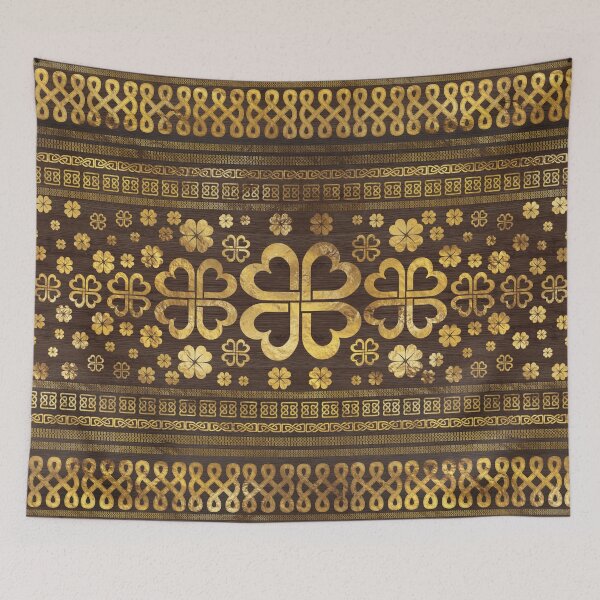 Item preview, Lucky Shamrock Four-leaf clover Wood and Gold designed and sold by k9printart.