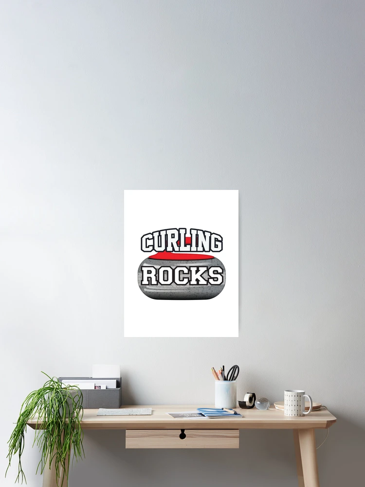 Thumbnail 2 of 3, Poster, 'Curling Rocks' (White) designed and sold by The Button Gal.